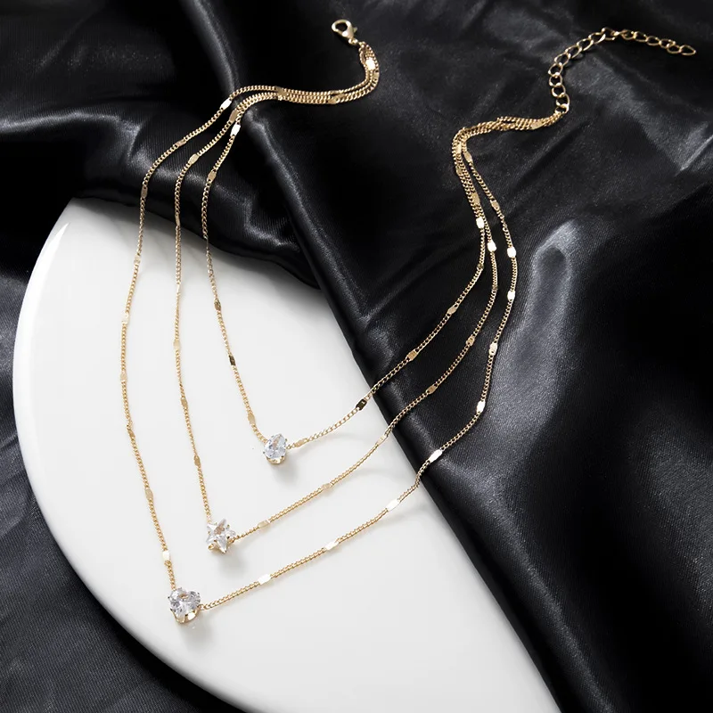 chimzunderes collier pendentif multicouche pour femme, tour de cou jochoker, bijoux brillants, cadeau de fête, mode féminine
