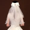 voile photo court et simple pour femmes, élégant, bord en dentelle, tulle avec peigne, nouvelle collection