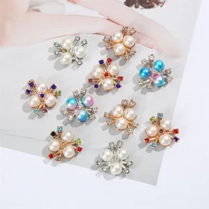 Boutons en strass pour épingles à cheveux, 10 pièces, perles scintillantes, fleur décorative, artisanat de bricolage, accessoires de couture pour vêtements