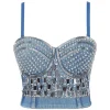strass diamant paillettes débardeur femmes scène fête shaper camis soutien gorge chemise femme vêtements punk corset dames culture hauts y2k blusa