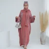 robe musulmane élégante du moyen orient pour femmes, hijab arabe, abaya dubaï, kebaya islamique de luxe, kaftan, vêtements de turquie, robe unie, modeste