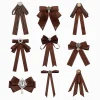 nœud papillon de couleur unie pour femmes, simple, à la mode, style collège frais, broche à fleurs, accessoires de costume de chemise haut de gamme