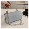 pochette élégante pour femmes, sac à bandoulière tendance de grande capacité brillant avec chaîne, poignée supérieure en métal, fourre tout pour dames