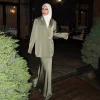 ensemble 2 pièces en satin pour femmes musulmanes, élégant, solide, blazer, col, manteau, jupes longues, ensemble assorti, nouveau streetwear populaire, printemps 2025