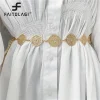 Ceinture ronde en métal pour femmes, élégante, rétro, or, argent, sculpté, chaîne ajourée, longues, robe à la mode, ceinture décorative pour dames