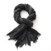 Écharpe rayée en coton et lin pour hommes et femmes, foulard doux et chaud avec pompon court, accessoires masculins, châles Bufandas