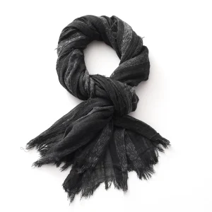 Écharpe rayée en coton et lin pour hommes et femmes, foulard doux et chaud avec pompon court, accessoires masculins, châles Bufandas