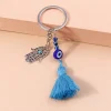 amolette turc evil eye tassels keychain, blue eye key ring, fatima hand, pmotfor handbag, jewelry accessrespiration