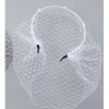 voile de bande de sauna élégant pour les mariées, masque de filet facial, accessoires de bijoux de cheveux, vêtements de mariage, cage à oiseaux, blanc, noir