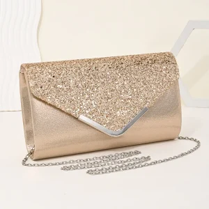Pochettes pour femmes chaîne en métal paillettes paillettes sacs de soirée avec enveloppe fête mariage dame sac à main Banquet sacs de messager