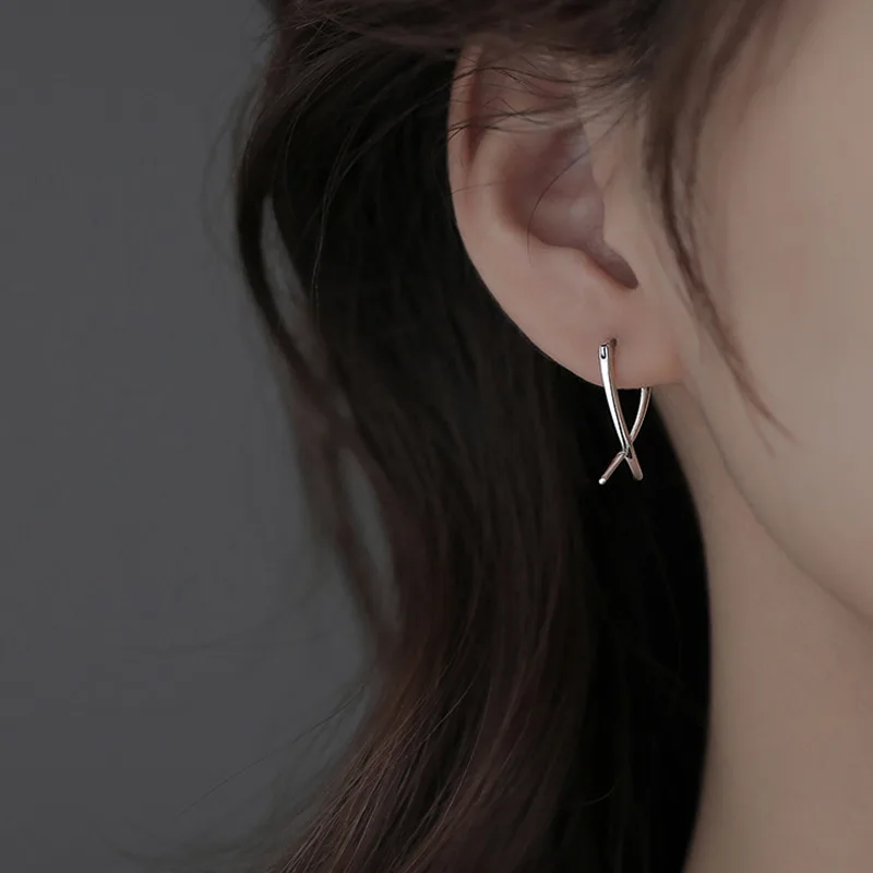 Bijoux à la mode simplement boucles d'oreilles géométrie Unique boucles d'oreilles pour femmes cadeau boucles d'oreilles bijoux de mode coréen couleur argent boucles d'oreilles