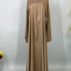 abaya robe maxi luxueuse en satin pour femme musulmane, caftan marocain, vêtement islamique modeste, ramadan, dubaï