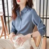 chemise haut de gamme en satin japonais anti rides pour femmes, manches longues, peut être à la mode et professionnelle.