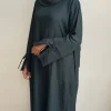 robe abaya ample et fermée pour femmes, robe musulmane pull, poignets fendus, vêtements d'extérieur hijabi décontractés, vêtements islamiques de dubaï, ramadan