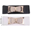 ceinture élastique large avec nœud en biscuits pour dames, ceinture corset élégante, décoration de robe