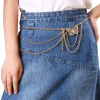 chaîne de taille papillon élégante pour femmes, métal doré, vent multicouche, ceinture à franges, robe de scène, accessoire de mode, chaîne de pantalon