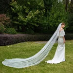 Voile en dentelle avec peigne pour les patients de mariage, bord complet, blanc, ivoire, accessoires de mariage, mode simple, 3 mètres de long