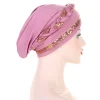 turban musulman tressé pour femme, hijabs à la mode, bonnet Élégant à paillettes, Écharpe artificiel astique pour la tête, couverture de sauna