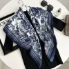foulard carré imprimé pour femme, hijab de marque de luxe, châle bandana, silencieux en mousseline, 90x90cm