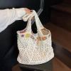 Sac fourre-tout de plage bohème fait à la main, perles colorées, garniture florale, paille naturelle au Crochet, sac à bandoulière pour femmes, sac décontracté pour voyage Sac fourre-tout de plage bohème fait à la main, perles colorées, garniture florale, paille naturelle au Crochet, sac à bandoulière pour femmes, sac décontracté pour voyage
