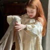 robe de princesse d'automne pour filles, couleur unie, manches longues, mode enfants filles, robes élégantes en dentelle, vêtements boutique pour enfants