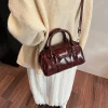 sac de luxe femme sac a main femme mini sacs à bandoulière en cuir pu brillant pour femme, sac à main de créateur de luxe, sac à main à poignée supérieure, ouvert par un document pur, dernier, bordeaux, 2024