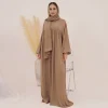 abaya robe longue musulmane unie pour femmes, manches ballon eid, robe islamique avec écharpe, robes africaines, dubaï, caftan de modestie turque