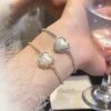 bracelet en perles de cœur pour femmes, avec zircon, élégant et délicat, poignet géométrique scintillant, bijoux à la mode, accessoire à main, 1739