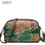 Sac à Main en Cuir de Haute Qualité de Styliste de Luxe, Style Ethnique Rétro, Imprimé en 3D, à la Mode, Poche Transversale Diagonale pour Téléphone