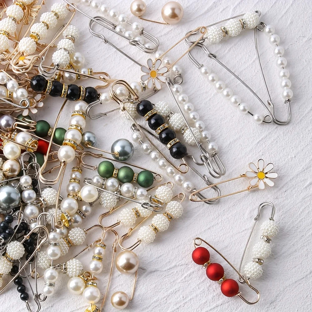 Épingle hijab de sécurité pour femme, fausse perle, Écharpe, châle, pull, 10 pièces