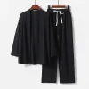 kimono pyjamas japonais coton 2 pièces ensemble yukata samouraï hommes ninjya moine porter chef jardinage vêtements de travail japon style jinbei