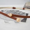 ceinture en cuir pu pour femmes, boucle boule en métal doré, mode fine, réglable, sauvage, slim, robe, jean, bretelles décoratives