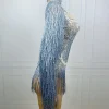 strass scintillants sexy manches longues gland perles une pièce combinaison courte tenues dancewear femmes scène performance body