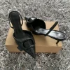 chaussures noires élégantes pour femmes, design de boucle à la mode, sandales d'été à talons hauts, slingback, bout pointu, pour le bureau, 2025