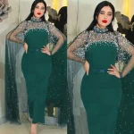 Nouveau saoudien dubaï maille perlée robes de soirée pour les femmes musulman Abaya turquie caftan Eid Djellaba Cape Cape robe de mariée chaude