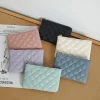 Petit porte-monnaie en cuir PU pour femme, portefeuilles à fermeture éclair, poudres, imprimé à carreaux, porte-monnaie, porte-cartes de visite, mini sac à monnaie pour femme