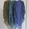 long khimar femmes musulmanes hijab prière eid 3 couches en mousseline de soie 2025 hijabs foulard châle voile longue trois couches djellaba niqab