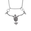 pendentif tête de mort pour le haut du corps, couleur argent, collier de motard punk pour hommes, gothique, alternative, bijoux décontractés