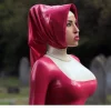 chapeaux en latex hijab à capuche, robe de tête faite à la main, Écharpe de nonne, encolure de la raq personnalisée