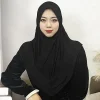 hijabs pour femmes écharpe hijab instantanée shaw khimar 2 couches court dentelle turban modeste prière musulmane hijab arabe jilbab femme musulman