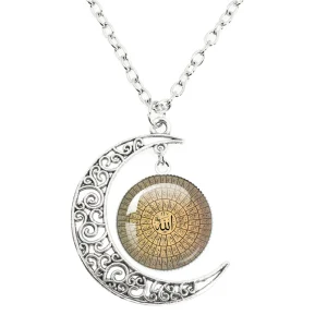 Islam Allah musulman lune collier Murabak Ramadan Kareem rond verre pendentif cadeaux donner des amis bijoux