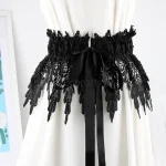 Ceinture en dentelle pour femmes, décoration de chemise, noir, blanc, élastique, large taille, couverture, mode, leggings, 2024
