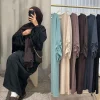 Eid Robe islamique modeste pour femmes Abaya à lacets manches maroc décontracté Ramadan robes prière caftan dubaï Robe longue musulmane