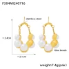 boucles d'oreilles rondes en acier inoxydable pour femme, pendentif perle vintage, plaqué or, Étanche, cadeau bijoux