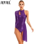 AqBallet-Robe de Patinage Artistique à Paillettes pour Femme, Costume en Jersey, Combinaison en Maille Transparente