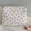 sac de maquillage cerise, sacs à cosmétiques pour femmes, mode portable mignon, pochette de rangement de voyage, sac à main en coton matelassé à fermeture éclair