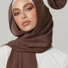 Écharpe hijab en mousseline de soie pour femme musulmane, turban avec bande artificiel astique, enveloppe instantanée pour sauna islamique