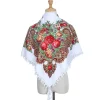 hijab ukrainien broderie style foulard pour femmes impression carrée chaud dû tête coton mélange écharpe vintage bandana châle 35,5 pouces