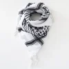 classique plaid imprimé hijab écharpe pompon glands noir et blanc carré shemagh musulman foulard femmes arabe keffiyeh hijabs