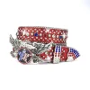 ceinture punk aigle étoile bande incrustée de strass paillettes rock mode ceinture hommes et femmes ceinture